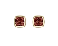 10K Yellow Gold 4mm Cushion Cut Garnet Stud Earrings with Butterfly Backings