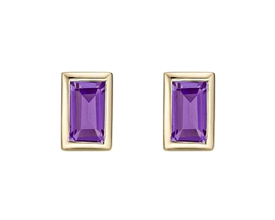 10K Yellow Gold 0.20cttw Amethyst Bezel Set Stud Earrings