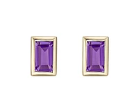10K Yellow Gold 0.20cttw Amethyst Bezel Set Stud Earrings