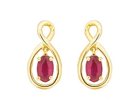 10K Yellow Gold 5x3mm Oval Cut Ruby Dangle Earrings with Butterfly Backings