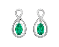 10K White Gold 0.40cttw Oval Cut Emerald Earrings