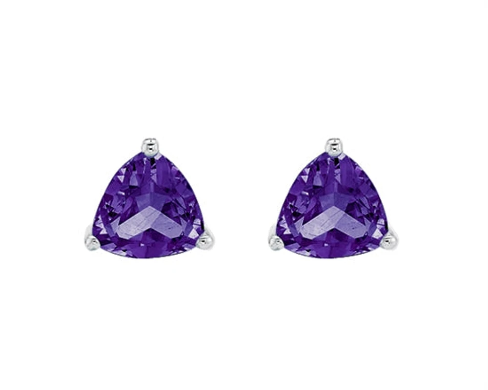 10K White Gold 0.90cttw Amethyst Stud Earrings