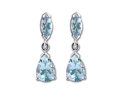 10K White Gold 1.70cttw Aquamarine Dangle Earrings