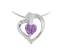 10K Gold Amethyst and Diamond Heart Pendant