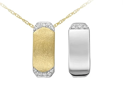 10K Two-Tone Reversible 0.07cttw Diamond Pendant, 18"