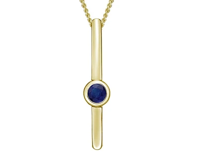 10K Yellow Gold 2.50mm Round Cut Sapphire Pendant - 18 inches