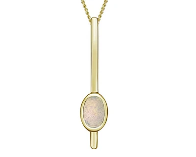 10K Yellow Gold 6x4mm Oval Cut White Opal Pendant - 18 Inches
