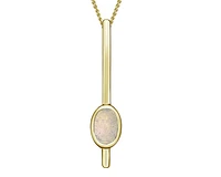 10K Gold 6x4mm Oval Cut White Opal Pendant
