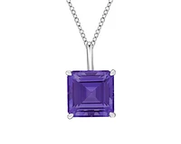 10K White Gold 2.25cttw Emerald Cut Amethyst Pendant, 18"
