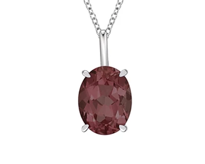 10K White Gold 9x7mm Oval Cut Garnet Pendant - 18 inches