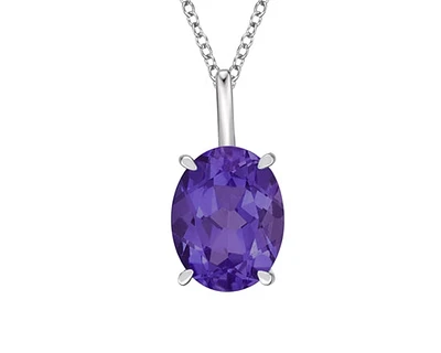 10K White Gold 1.60cttw Oval Cut Amethyst Pendant, 18"