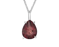 10K White Gold 9x7mm Pear Cut Garnet Pendant - 18 inches