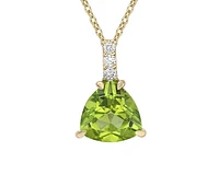 10K Yellow Gold 8mm Trillion Cut Peridot and 0.059cttw Diamond Pendant - 18 inches