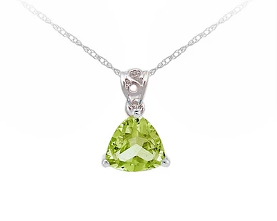 10K White Gold 5mm Trillion Cut Peridot Birthstone Pendant - 18 inches