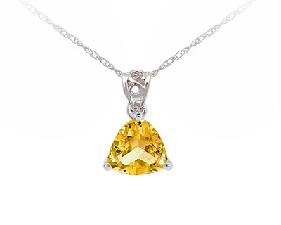 10K White Gold 5mm Trillion Cut Citrine Birthstone Pendant - 18 Inches