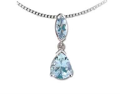 10K White Gold 0.75cttw Aquamarine Pendant - 18"