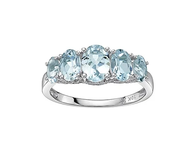 10K White Gold 1.60cttw Oval Cut Aquamarine Ring, size 7