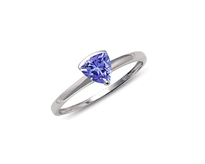 10K White Gold 5mm Trillion Cut Tanzanite Birthstone Ring - Size 7