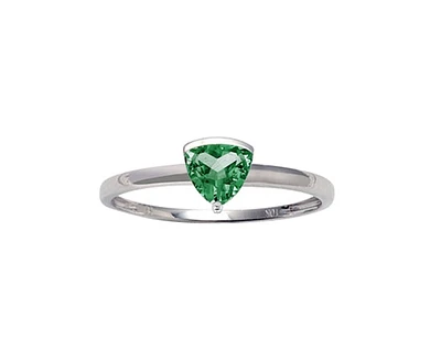 10K White Gold 5mm Trillion Cut Created Emerald Birthstone Ring - Size 7