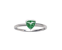 10K White Gold 5mm Trillion Cut Created Emerald Birthstone Ring - Size 7