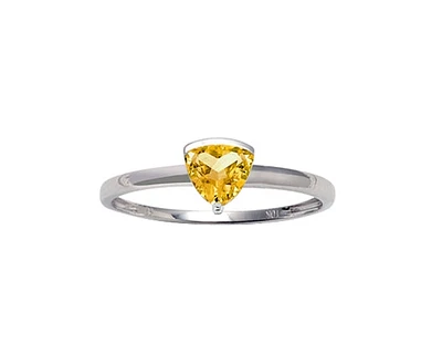 10K White Gold 5mm Trillion Cut Citrine Birthstone Ring - Size 7