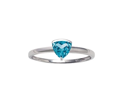10K White Gold 5mm Trillion Cut Topaz Birthstone Ring