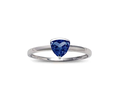 10K White Gold 5mm Trillion Cut Sapphire Birthstone Ring - Size 7
