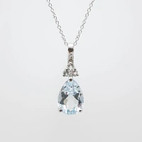 Aquamarine, White Topaz and Diamond Pendant