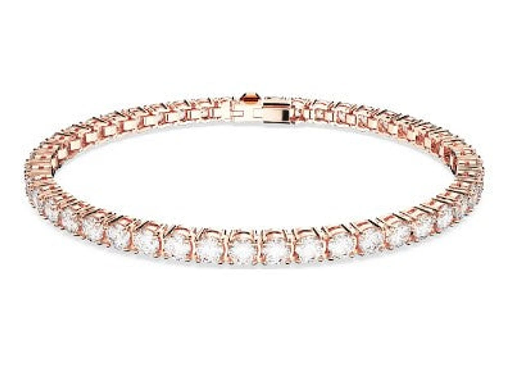 Swarovski Matrix Tennis bracelet, Round cut, White, Rose gold-tone plated - 5657659