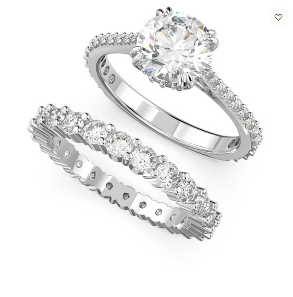 Swarovski Constella Ring Set (2), Princess Cut, White, Rhodium Plated - 5647662