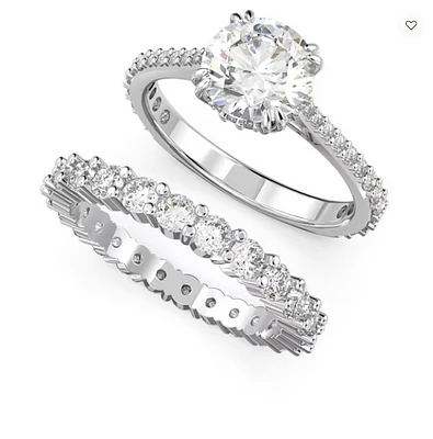Swarovski Constella Ring Set (2), Princess Cut, White, Rhodium Plated - 5647662