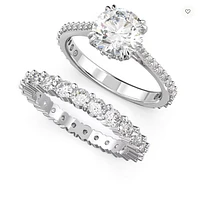 Swarovski Constella Ring Set (2), Princess Cut, White, Rhodium Plated - 5647662