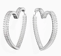 Swarovski Matrix Hoop Earrings, Heart, Large, White, Rhodium Plated - 5647591 - Discontinued
