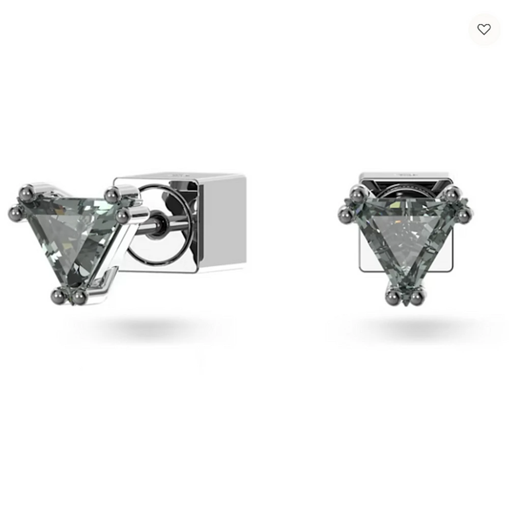 Swarovski Stilla Stud Earrings Triangle Cut, Grey, Ruthenium Plated - 5639137 - Discontinued