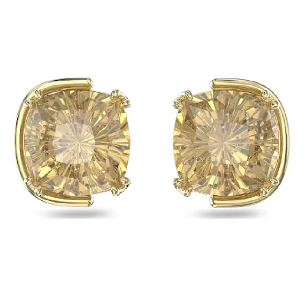 Swarovski Harmonia Stud Earrings, Cushion Cut, Gold-tone Plated 5640044- Discontinued