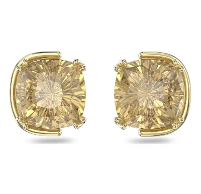 Swarovski Harmonia Stud Earrings, Cushion Cut, Gold-tone Plated 5640044- Discontinued