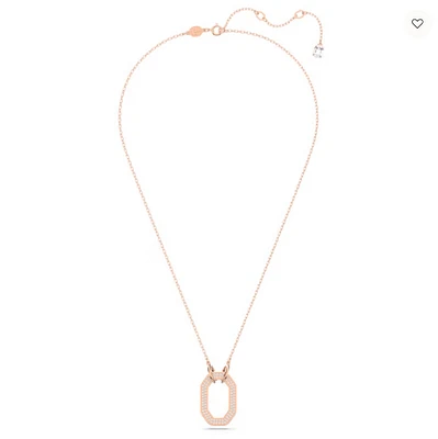 Swarovski Dextera Pendant Octagon Shape, Pavé, White, Rose Gold-tone Plated - 5642389- Discontinued
