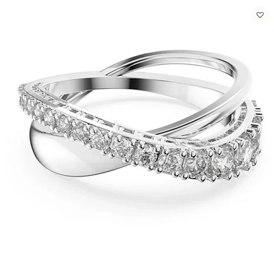 Swarovski Twist Ring White, Rhodium Plated - 5572724