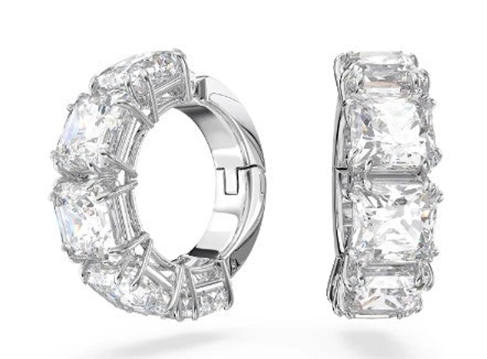 Swarovski Millenia Clip Earrings, Square Cut, White, Rhodium Plated - 5654557