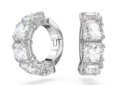 Swarovski Millenia Clip Earrings, Square Cut, White, Rhodium Plated - 5654557