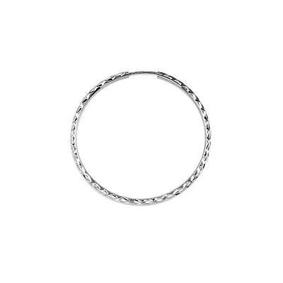 10K White Gold 35mm Sleeper/Keeper/Hoop Earrings
