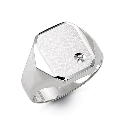 10K White Gold Engravable Gents Signet Ring