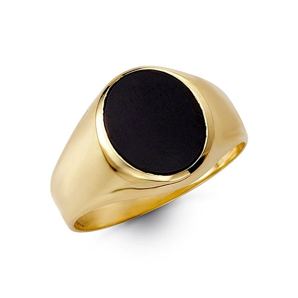 10K Yellow Gold Onyx Gents Signet Ring