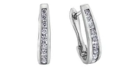 10K White Gold 0.33cttw Diamond Hoop Huggie Hinged Earring