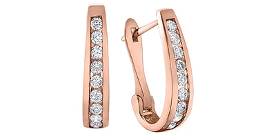10K Rose Gold 0.75cttw Diamond Hoop Earring