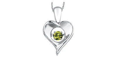 Sterling Silver 0.12cttw Peridot 3mm Pulse Pendant, 18" Box Chain