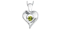 Sterling Silver 0.12cttw Peridot 3mm Pulse Pendant, 18" Box Chain