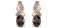 10K White & Rose Gold 1.20cttw Mystic Topaz & 0.012cttw Diamond Stud / Dangle / Drop Earring
