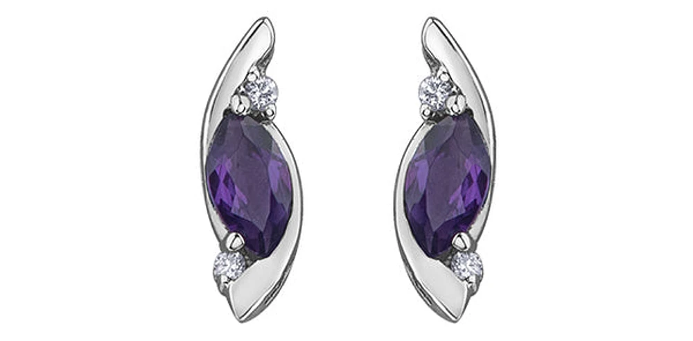 10K White Gold Amethyst Earrings