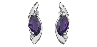 10K White Gold Amethyst Earrings